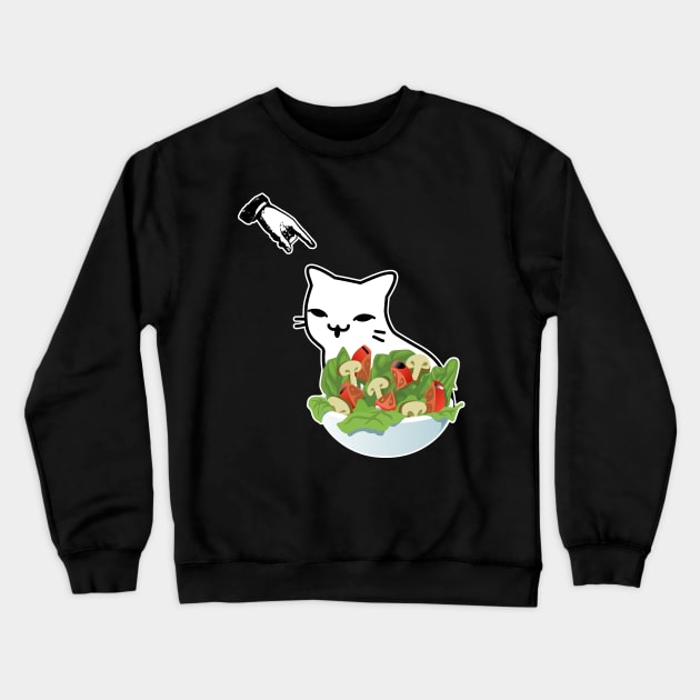 Yelling at Dinner Table Confused Cat Meme Funny Internet Crewneck Sweatshirt by GlanceCat